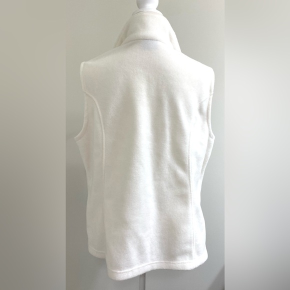 Columbia Womens XL Solid Cream Fleece Sleeveless Zip-Front Vest Classic Warm - Picture 7 of 13